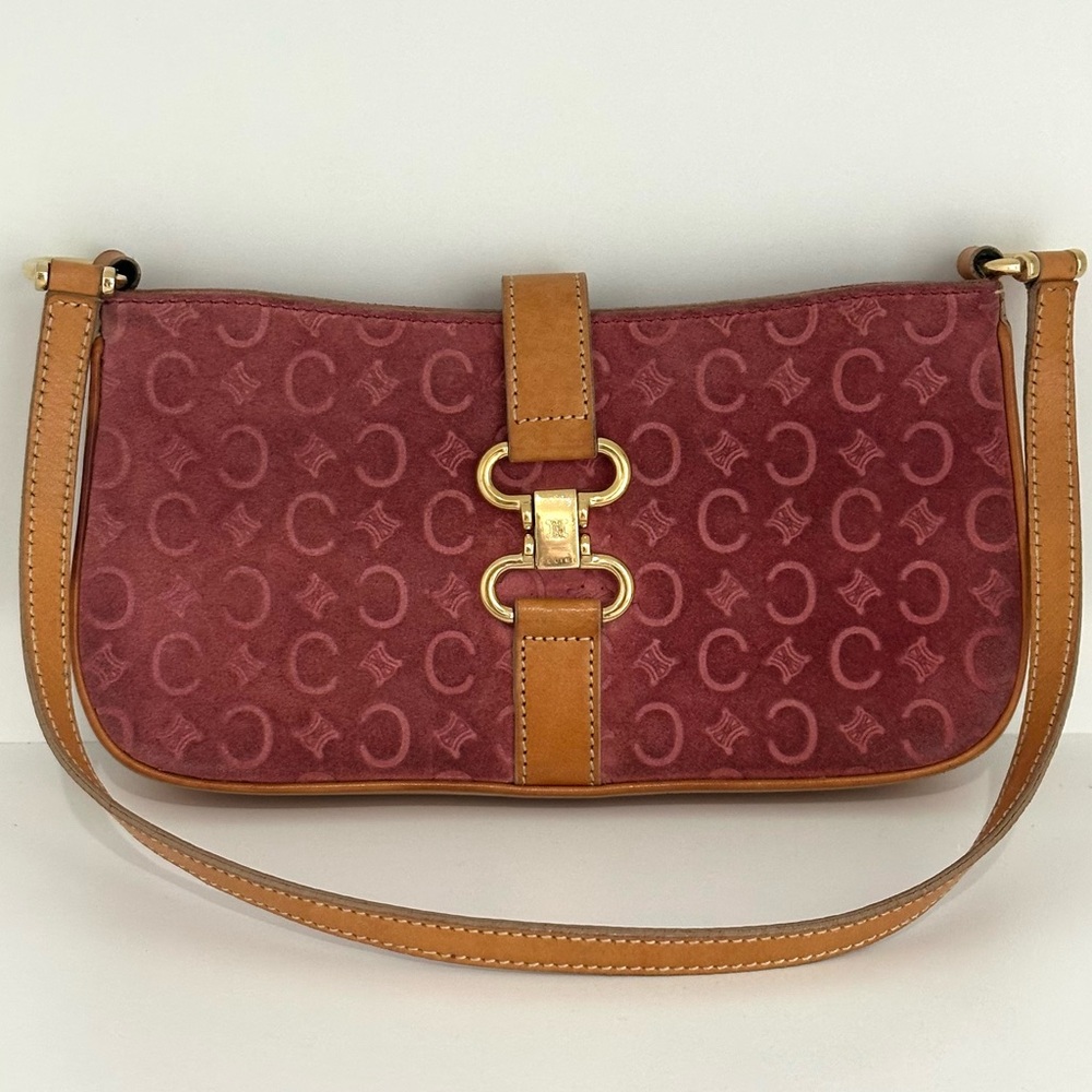Celine Macadam Pink Suede Designer Shoulder Bag